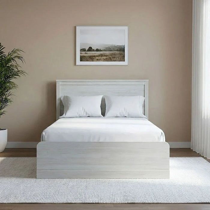Zirco 120x200 Single Bed with Storage-White Oak-With 2-Year Warranty