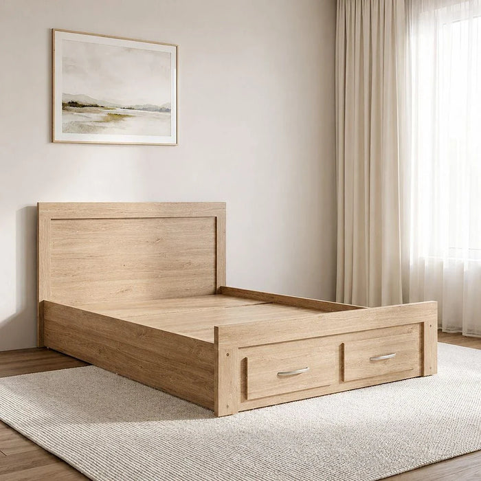 Bolivar 120x200 Single Bed with 2 Front Drawers - Vintage oak - With 2-Year Warranty