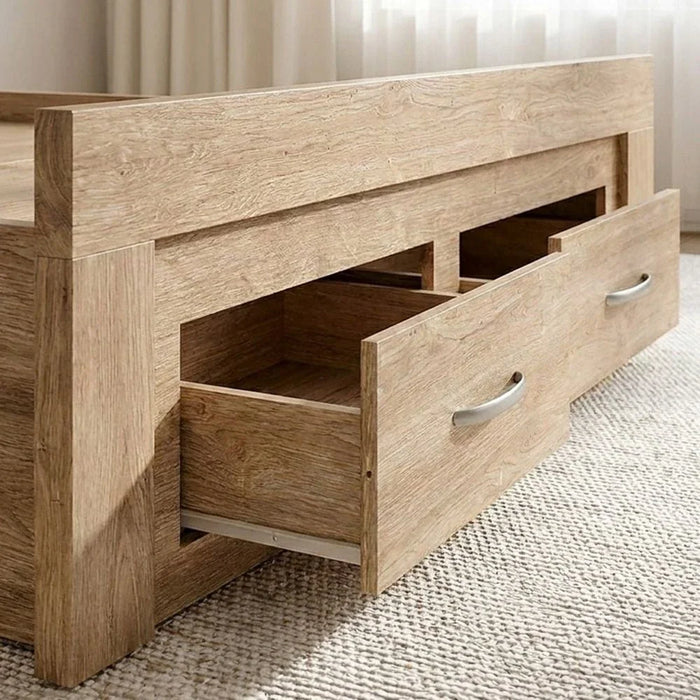 Bolivar 120x200 Single Bed with 2 Front Drawers - Vintage oak - With 2-Year Warranty