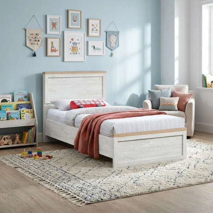 Cambridge 90x200 Single Bed - Oak/White Oak - With 2-Year Warranty