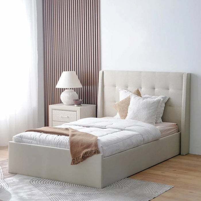 Supreme Twix 120x200 Upholstered Bed-Beige-With 2-Year Warranty