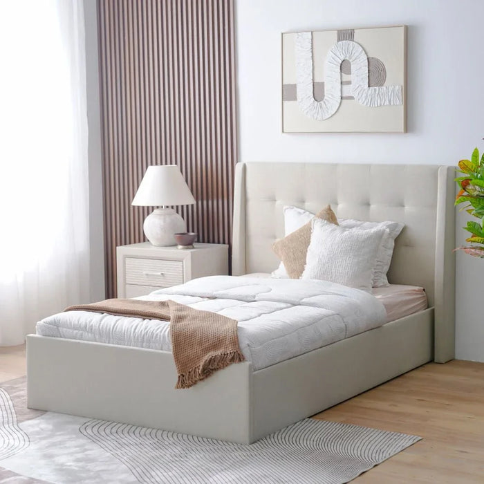 Supreme Twix 120x200 Upholstered Bed-Beige-With 2-Year Warranty