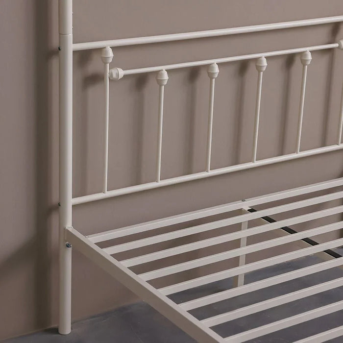 Bella Arrow 120x200 Metal Poster Bed - White - With 2-Year Warranty