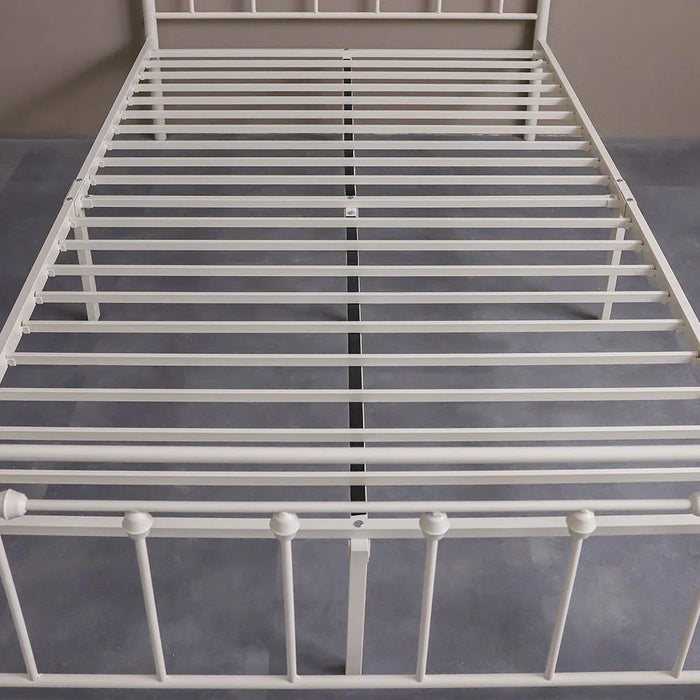 Bella Arrow 120x200 Metal Poster Bed - White - With 2-Year Warranty