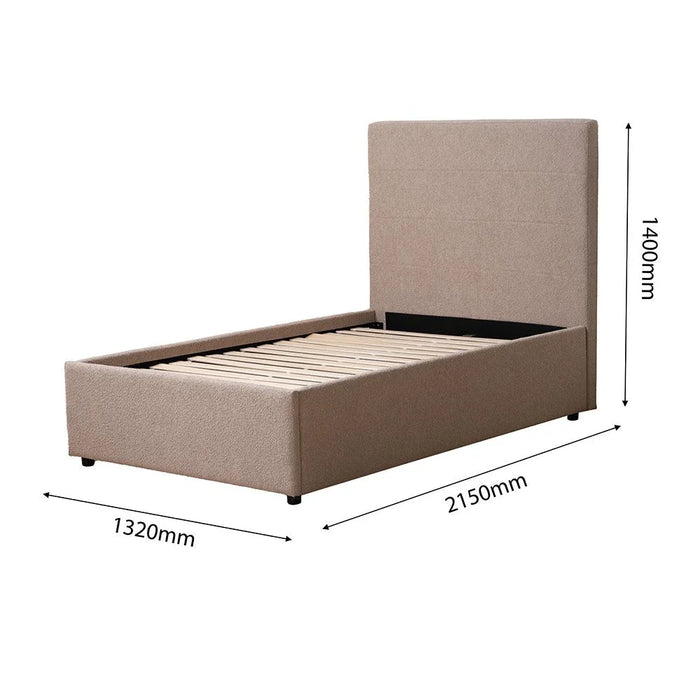 Travvy 120x200 Upholstered Single Bed-Dark Beige-With 3-Year Warranty