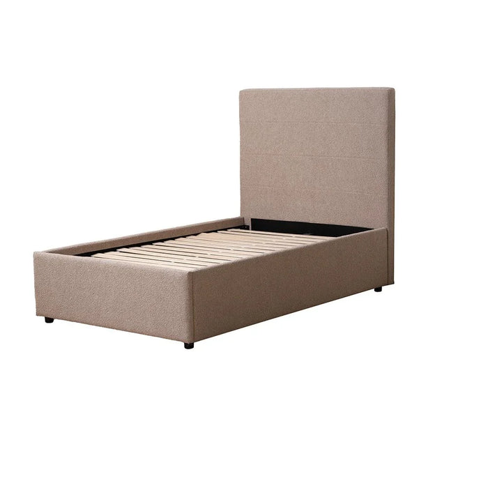 Travvy 120x200 Upholstered Single Bed-Dark Beige-With 3-Year Warranty