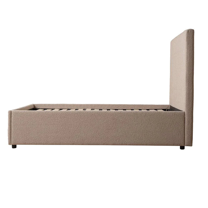 Travvy 120x200 Upholstered Single Bed-Dark Beige-With 3-Year Warranty