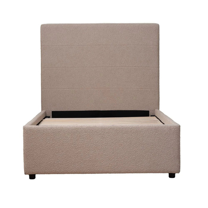 Travvy 120x200 Upholstered Single Bed-Dark Beige-With 3-Year Warranty