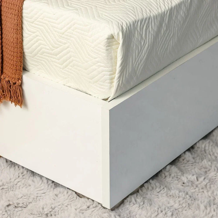 Sparkle 120X200 Bed With Upholstered Headboard & LED-HG White & Beige