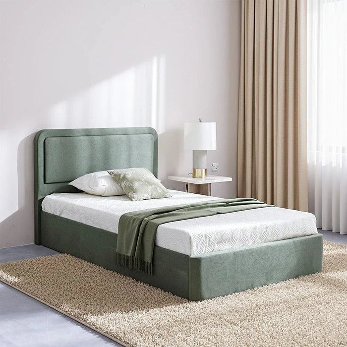 Olive 120x200 Upholstered Single Bed - Olive Green - With 2-Year Warranty