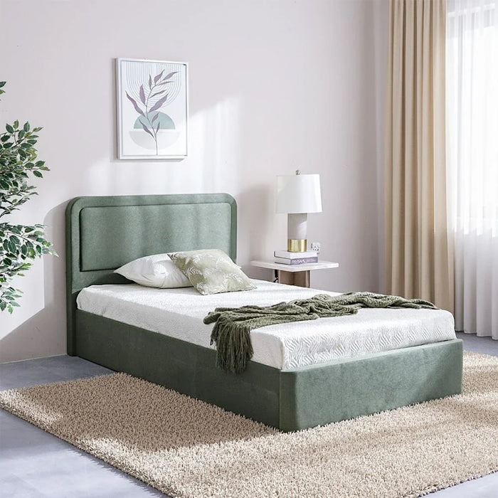 Olive 120x200 Upholstered Single Bed - Olive Green - With 2-Year Warranty