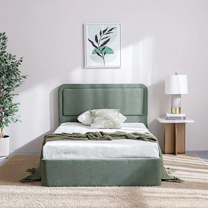 Olive 120x200 Upholstered Single Bed - Olive Green - With 2-Year Warranty