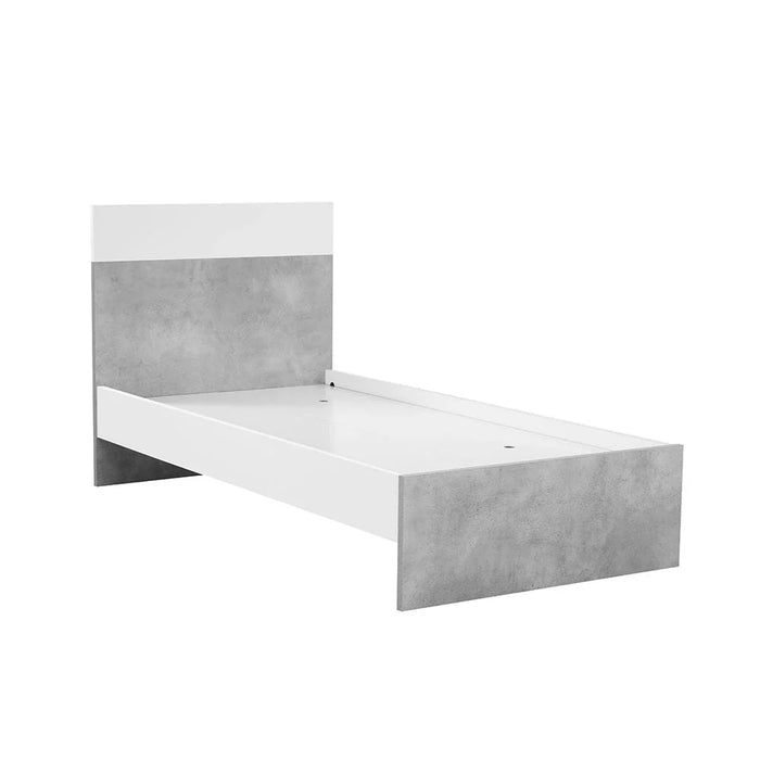 New Allano 90 X 190 Single Bed - Cement /White