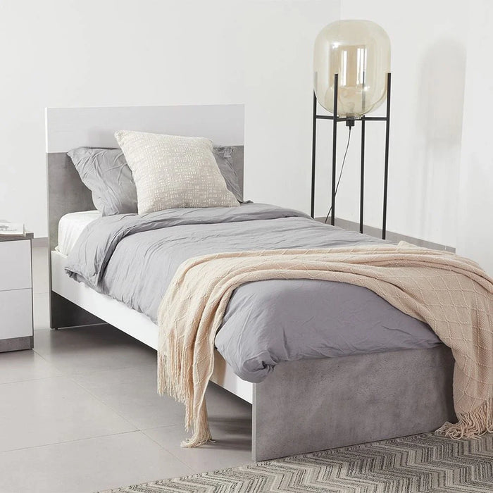 New Allano 90 X 190 Single Bed - Cement /White