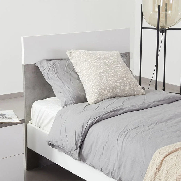 New Allano 90 X 190 Single Bed - Cement /White