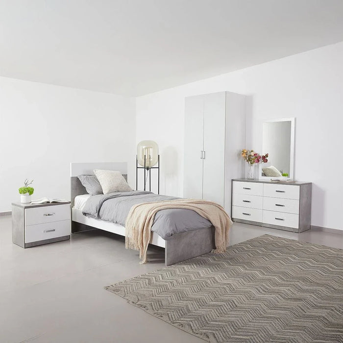 New Allano 90 X 190 Single Bed - Cement /White