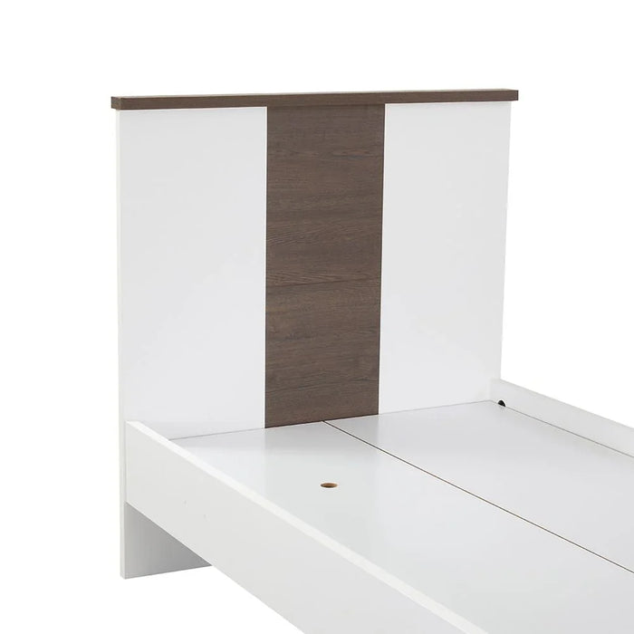 Thomas 90x190 Single Bed - White/Walnut - With 2-Year Warranty