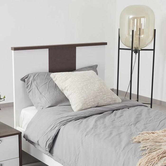 Thomas 90x190 Single Bed - White/Walnut - With 2-Year Warranty