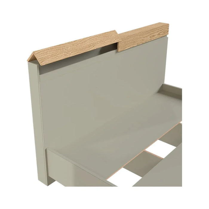 Bellano 120x200 Young Bed With Headboard Storage - Taupe/Oak