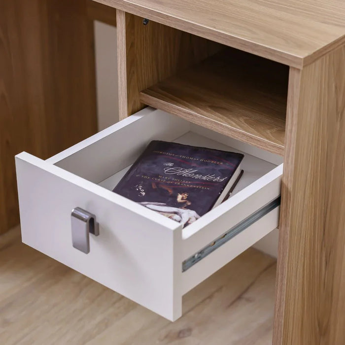 Sacramento Study Desk with Drawer-Beige/Oak-With 2-Year Warranty