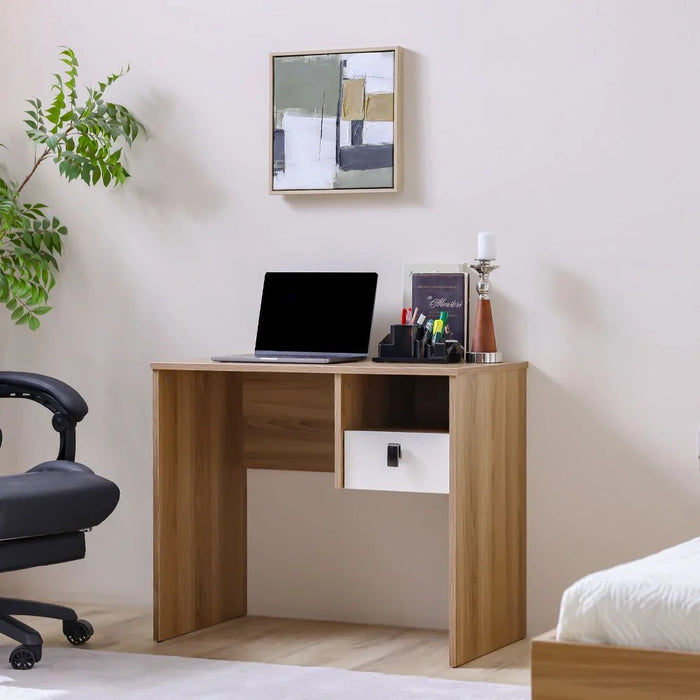 Sacramento Study Desk with Drawer-Beige/Oak-With 2-Year Warranty