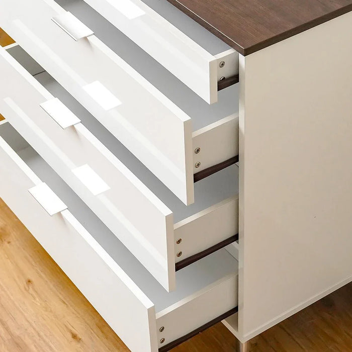Sparkle 4-Drawer Young Dresser - High Gloss White & Dark Brown - With 2-Year Warranty