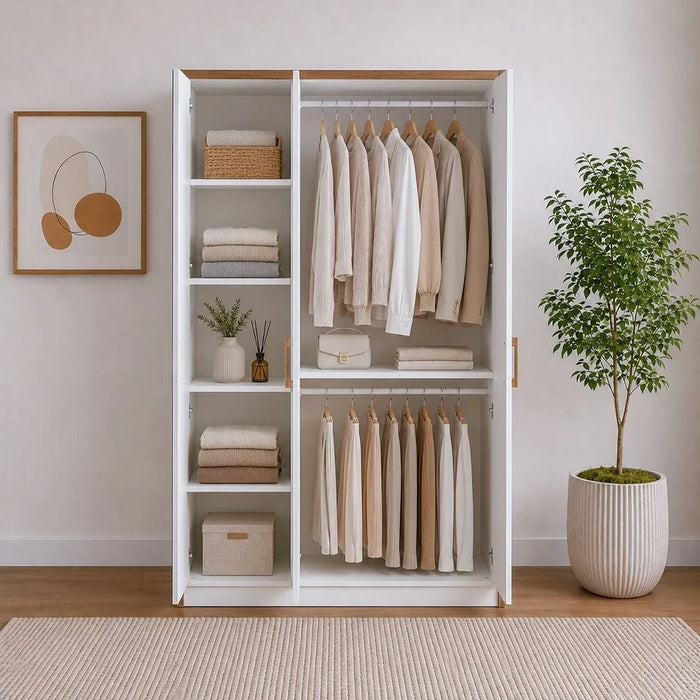 Gordion 3-Door Wardrobe - Cream - With 2-Year Warranty