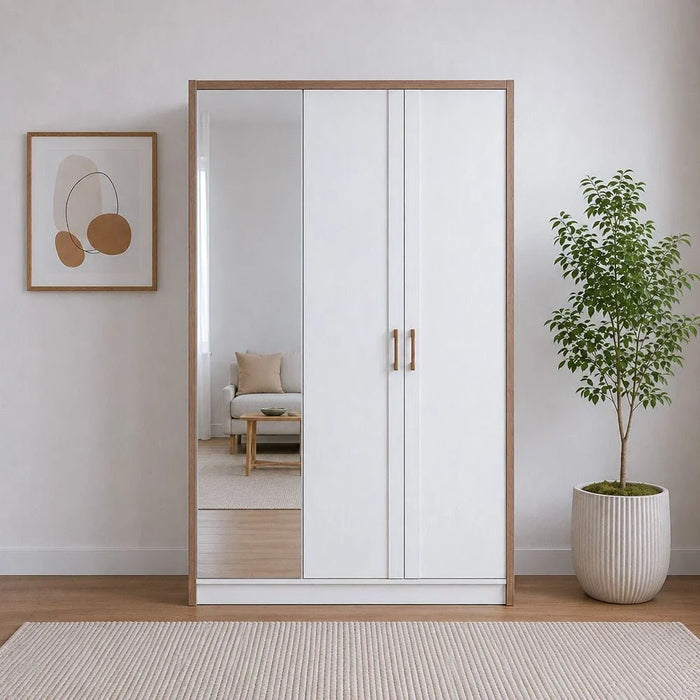 Gordion 3-Door Wardrobe - Cream - With 2-Year Warranty