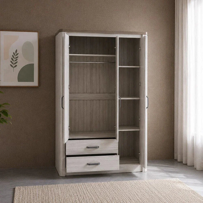 Olivos 3-Door Wardrobe with Mirror-Ash Grey/Oak