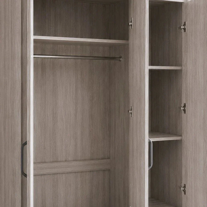 Olivos 3-Door Wardrobe with Mirror-Ash Grey/Oak