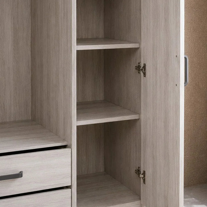 Olivos 3-Door Wardrobe with Mirror-Ash Grey/Oak