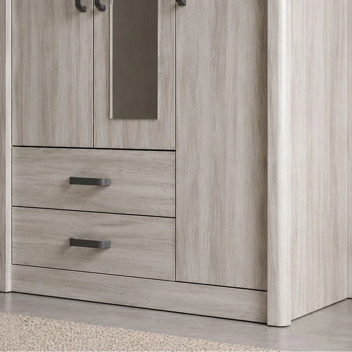 Olivos 3-Door Wardrobe with Mirror-Ash Grey/Oak