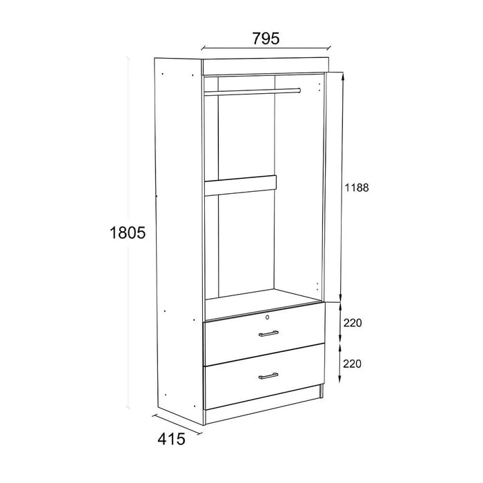 Sante 2 Door + 2 Drawer Wardrobe-Columbia