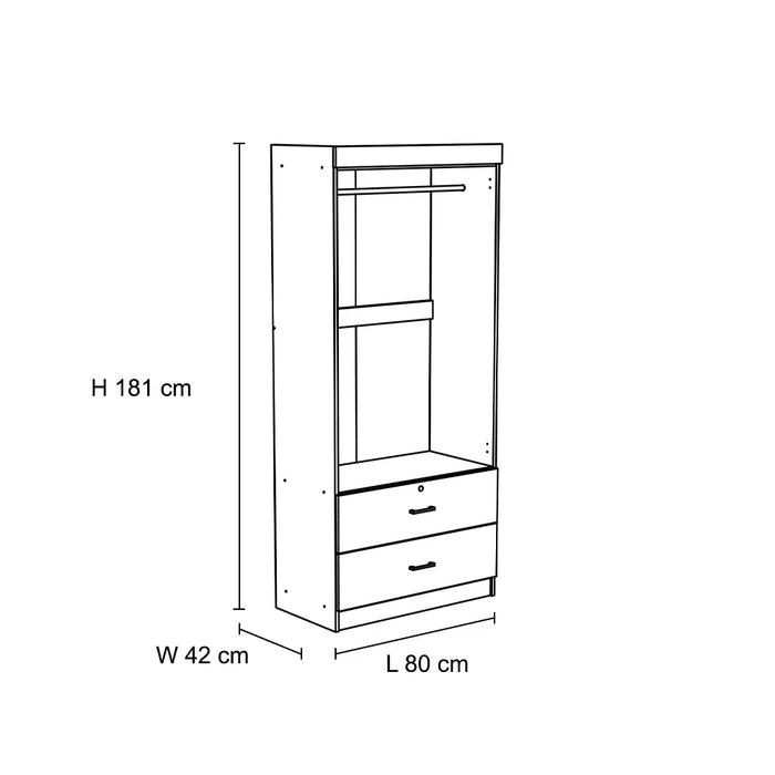 Sante 2 Door + 2 Drawer Wardrobe-Columbia