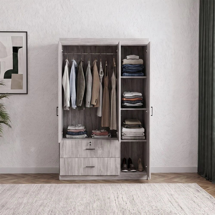Selva 3 Door + 2 Drawer Wardrobe - White Oak