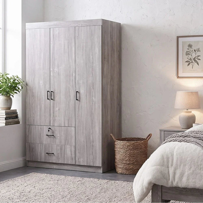 Selva 3 Door + 2 Drawer Wardrobe - White Oak