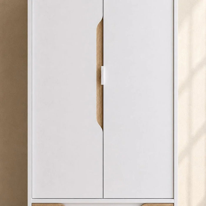 Aurora 2 Door Wardrobe With Drawer-White/Natural