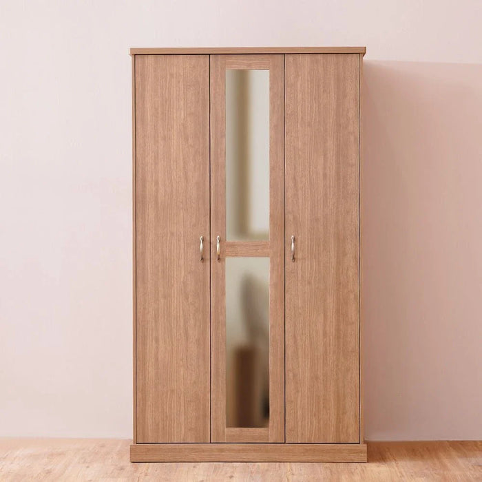 Zirco 3-Door Wardrobe-Brown Oak-With 2-Year Warranty