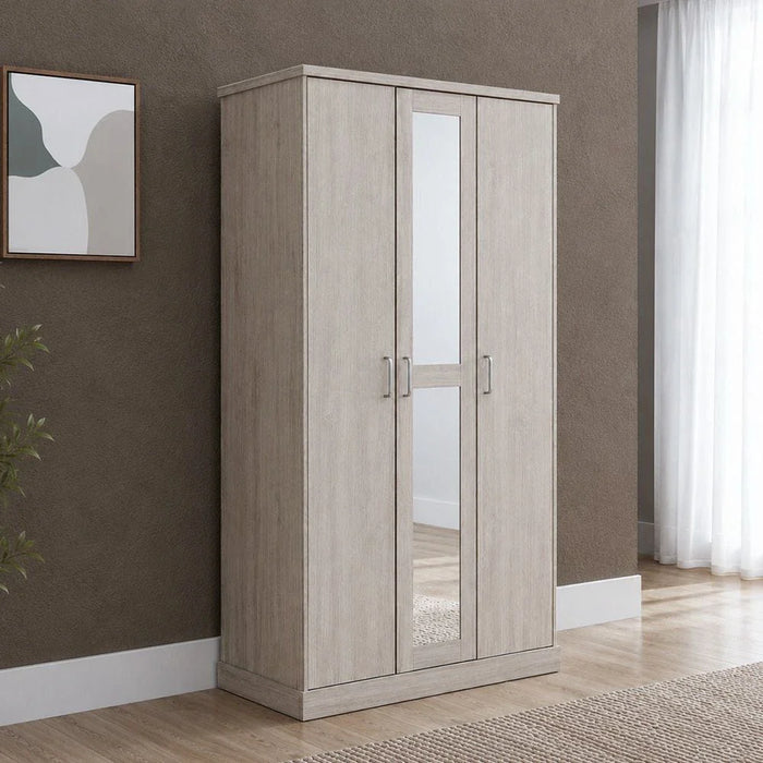 Zirco 3-Door Wardrobe-White Oak-With 2-Year Warranty