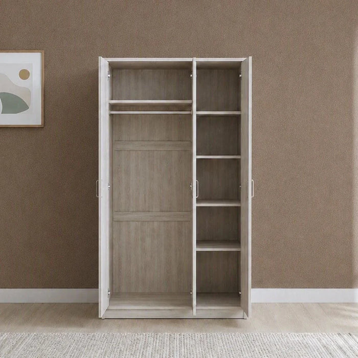 Zirco 3-Door Wardrobe-White Oak-With 2-Year Warranty