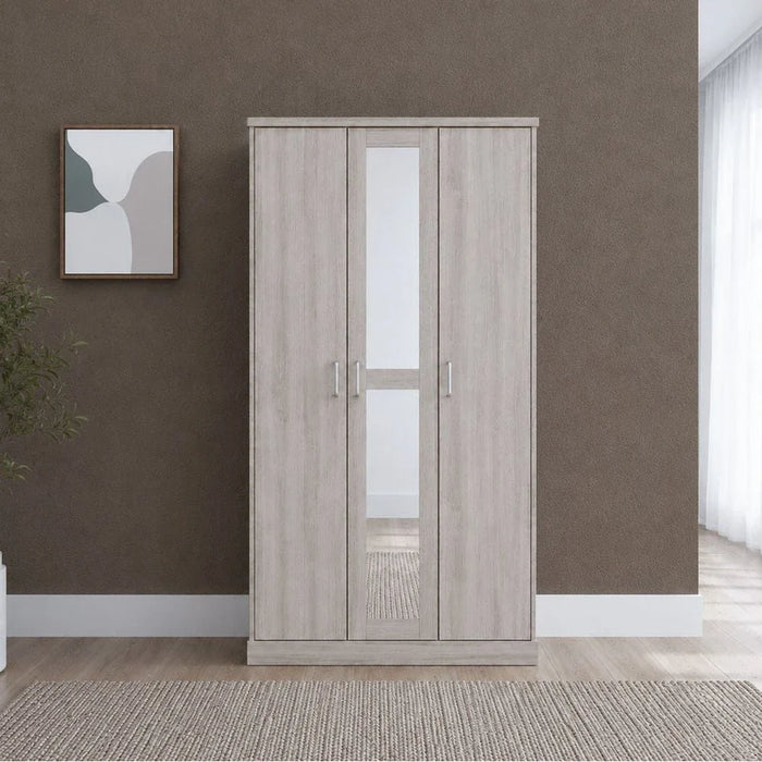 Zirco 3-Door Wardrobe-White Oak-With 2-Year Warranty
