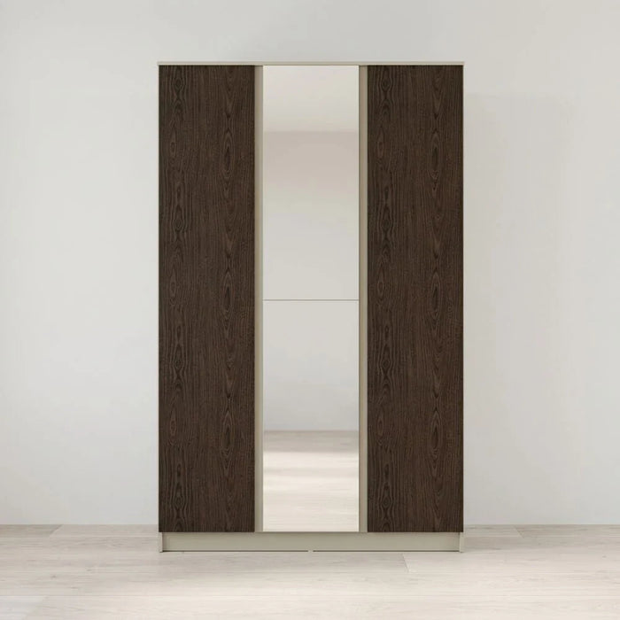 Bellano 3 Door Wardrobe With Mirror - Taupe/Wenge