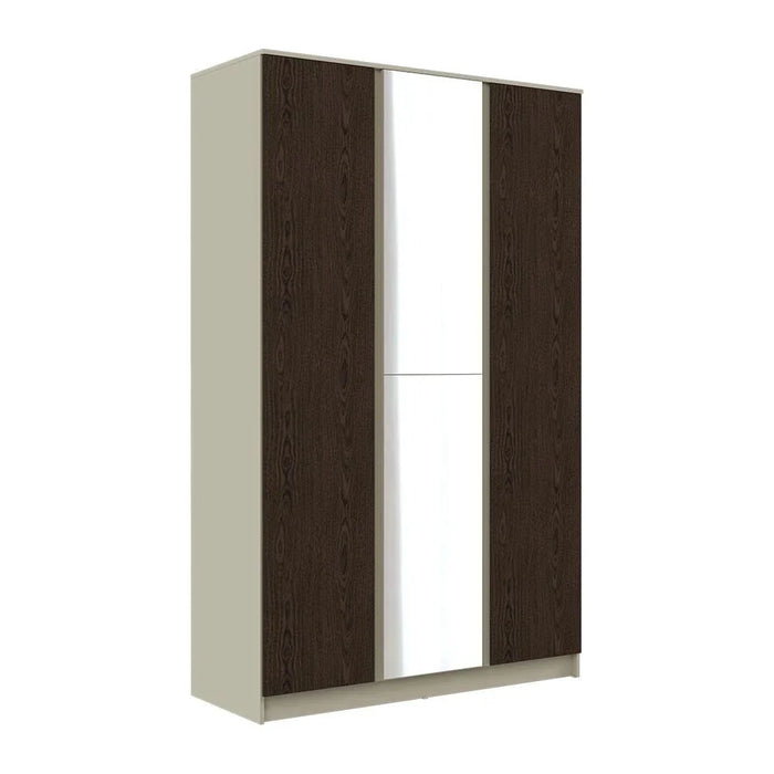 Bellano 3 Door Wardrobe With Mirror - Taupe/Wenge