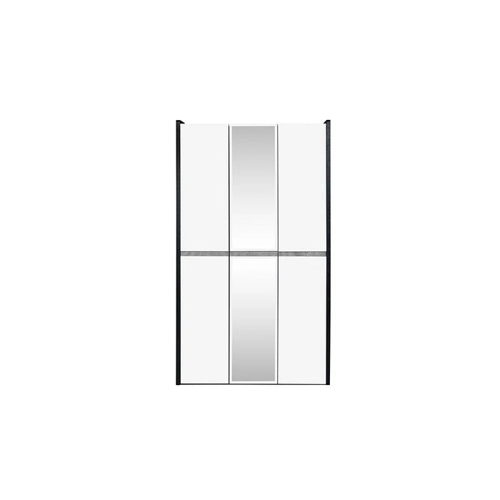 Diamond 3 Doors Wardrobe With Mirror-Black+Gloss White