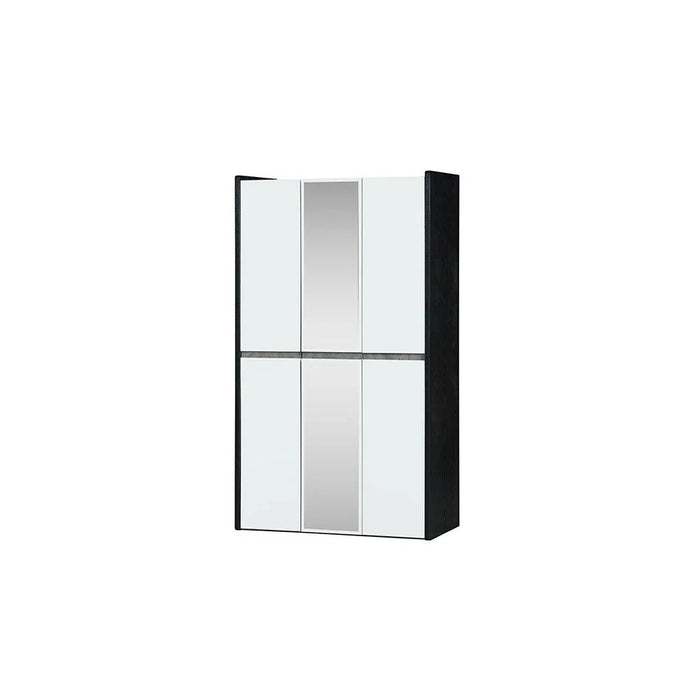 Diamond 3 Doors Wardrobe With Mirror-Black+Gloss White