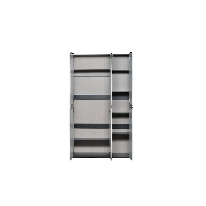 Diamond 3 Doors Wardrobe With Mirror-Black+Gloss White