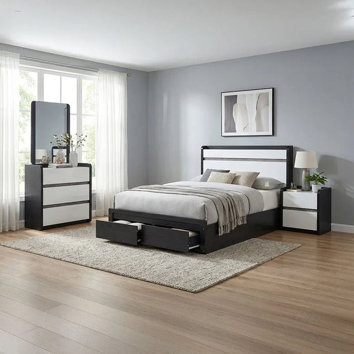 Diamond 3 Drawers Youngdresser-Black+Gloss White