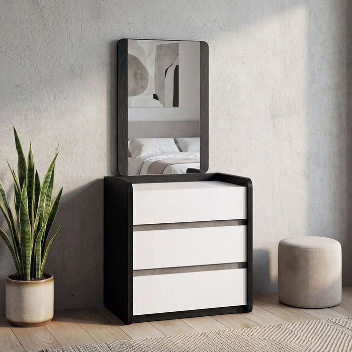 Diamond 3 Drawers Youngdresser-Black+Gloss White