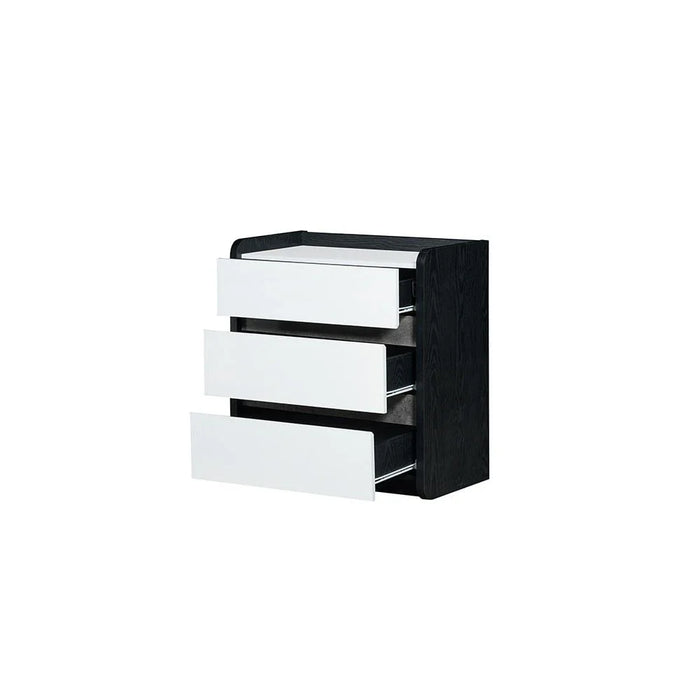 Diamond 3 Drawers Youngdresser-Black+Gloss White