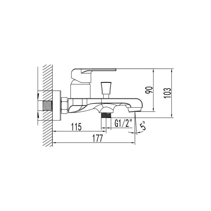 Milano Power Bath Mixer With Shower Set Silver 40x60cm